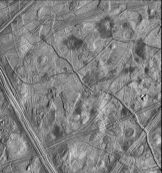 NASA image: Europa Ridges, Hills and Domes