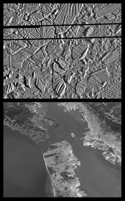 NASA image: Europa Ice Rafts and similar scales on Earth