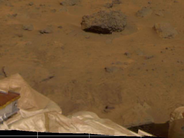 NASA image: Lander, Airbags, & Martian Terrain