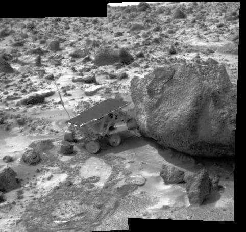 NASA image: Sojourner Does a Wheelie on Yogi