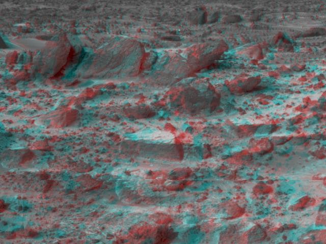 NASA image: A Closer View of Prominent Rocks - 3-D