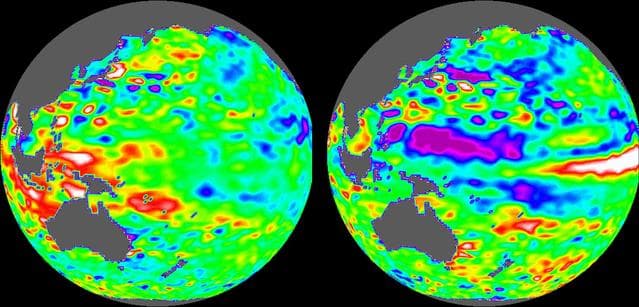 NASA image: TOPEX/El Niño Watch - Indonesia Area, December, 1996 and August, 1997