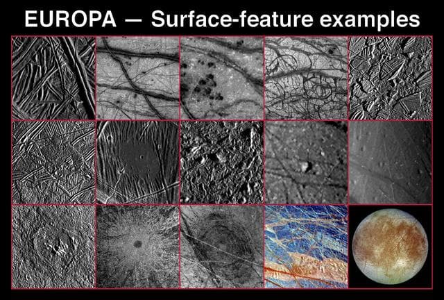 NASA image: Various Landscapes and Features on Europa