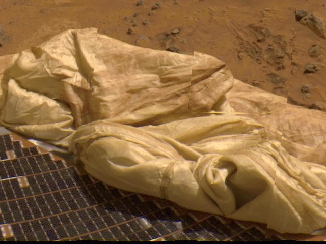 NASA image: Close-up of Deflated Airbag