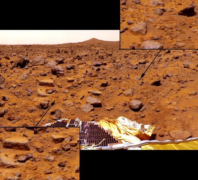 NASA image: Airbag Roll Marks & Displaced Rocks and Soil