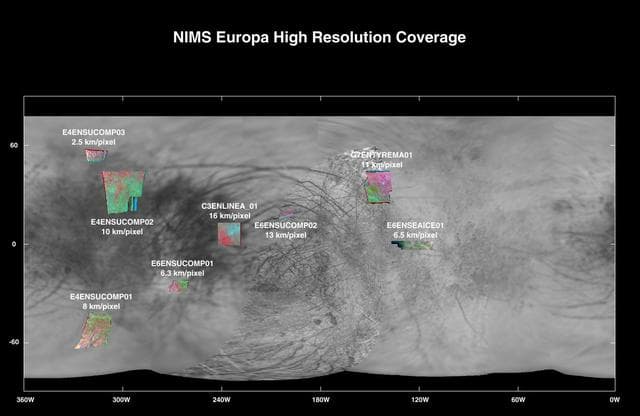 NASA image: High Spatial Resolution Europa Coverage by the Galileo Near Infrared Mapping Spectrometer NIMS