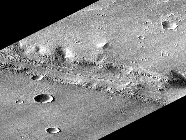 NASA image: Rotated Perspective View of Nirgal Vallis