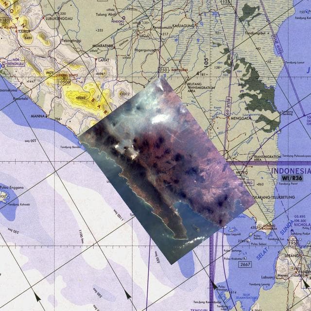 NASA image: Kidsat image of Sumatra, Indonesia & map