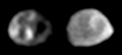 NASA image: Two Galileo Views of Thebe
