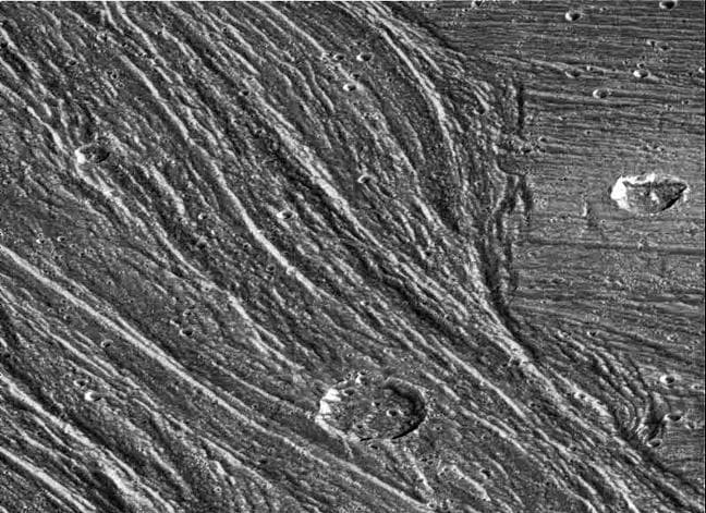 NASA image: Grooved Terrain in Nippur Sulcus on Ganymede