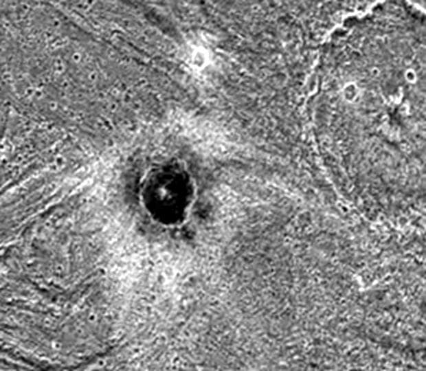 NASA image: Khensu Crater on Ganymede