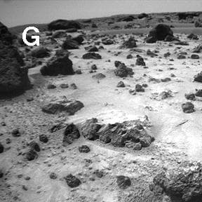 NASA image: Sojourner Rover View of Cloddy Deposits near Pooh