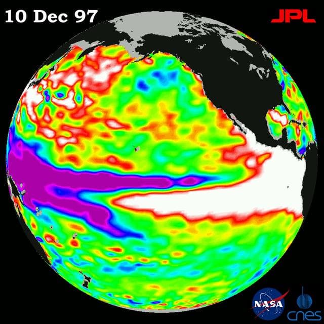 NASA image: TOPEX/El Niño Watch - El Niño Rhythm, Dec, 10, 1997