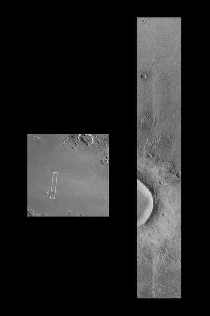 NASA image: Flow-ejecta Crater in Icaria Planum