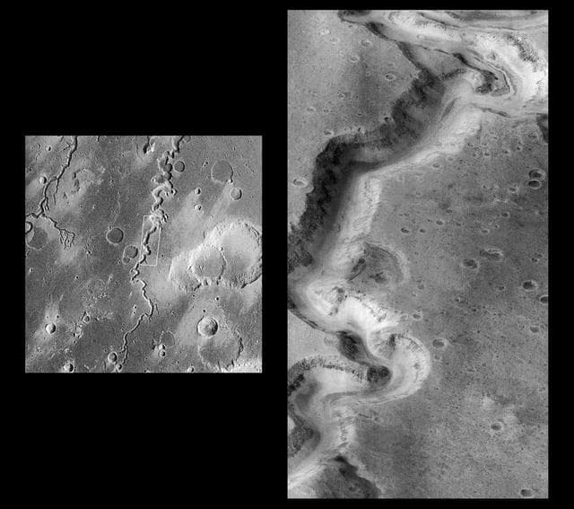 NASA image: Nanedi Vallis: Sustained Water FLow?