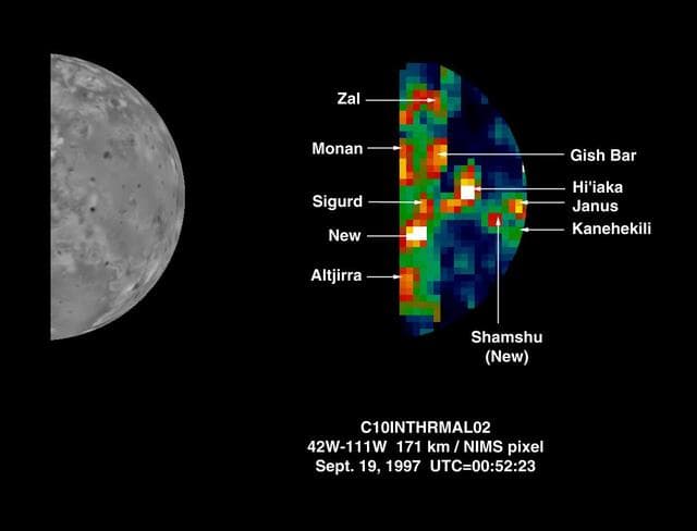 NASA image: Two New Hot Spots on Io