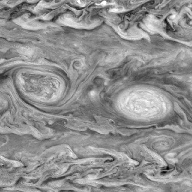 NASA image: Motion in Jupiter's Atmospheric Vortices (Near-infrared filters)