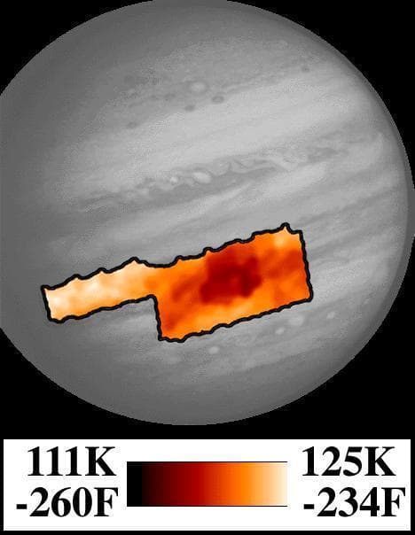 NASA image: Photopolarimeter/Radiometer PPR Temperature Map of Great Red Spot