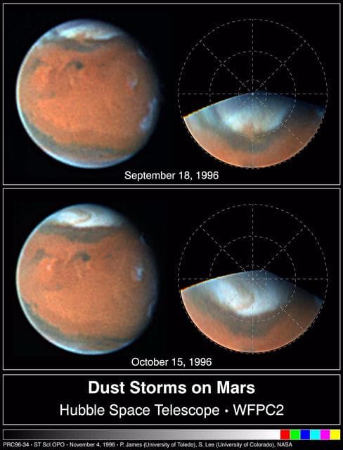 NASA image: Springtime Dust Storm Swirls at Martian North Pole