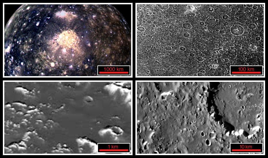 NASA image: View of Callisto at Increasing Resolutions