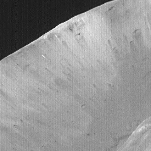 NASA image: High-Resolution MOC Image of Phobos Stickney Crater