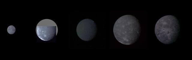 NASA image: Uranus - Montage of Uranus Five Largest Satellites
