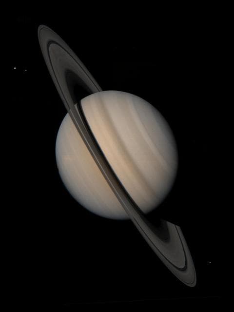 NASA image: Saturn and its Satellites Tethys, Enceladus and Mimas