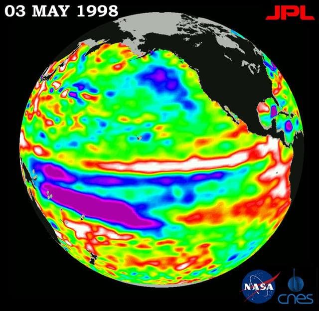 NASA image: TOPEX/El Niño Watch - El Niño is Still Lingering in the Pacific May 3, 1998