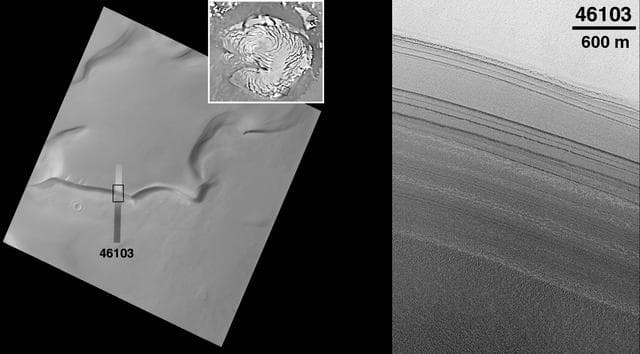 NASA image: Detailed View of Cliff-face in the North Polar Layered Deposits