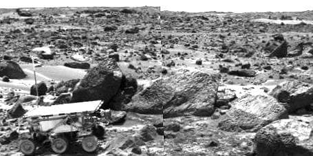 NASA image: Sojourner Rover Leaving the Rock