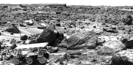 NASA image: Sojourner Rover Leaving the Rock