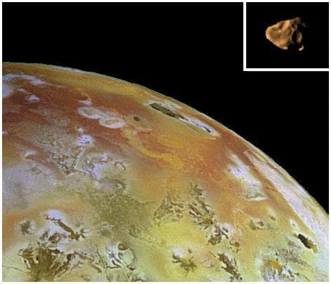 NASA image: Comparison of Amalthea to Io