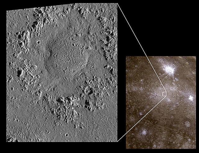 NASA image: Impact Craters on Icy Callisto: Doh Crater and Asgard