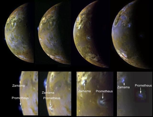 NASA image: Sequence Showing Active Volcanic Plumes on Io