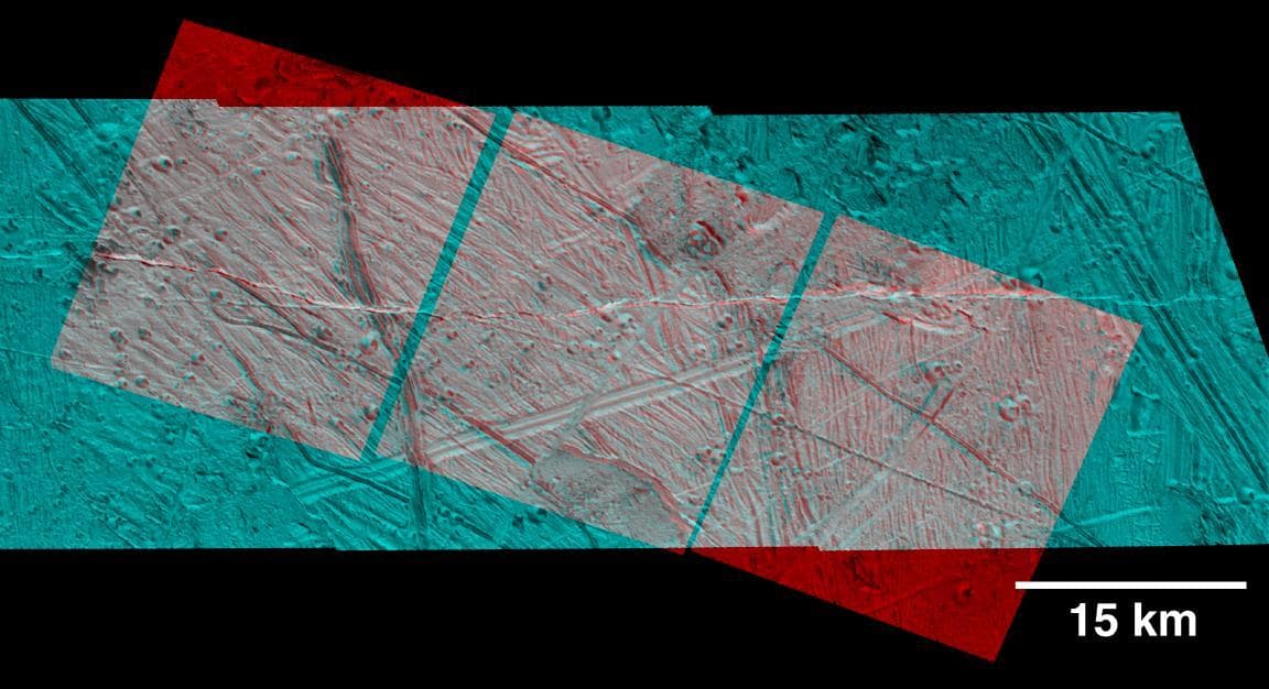 NASA image: Rugged Terrain on Europa in 3-D Stereo