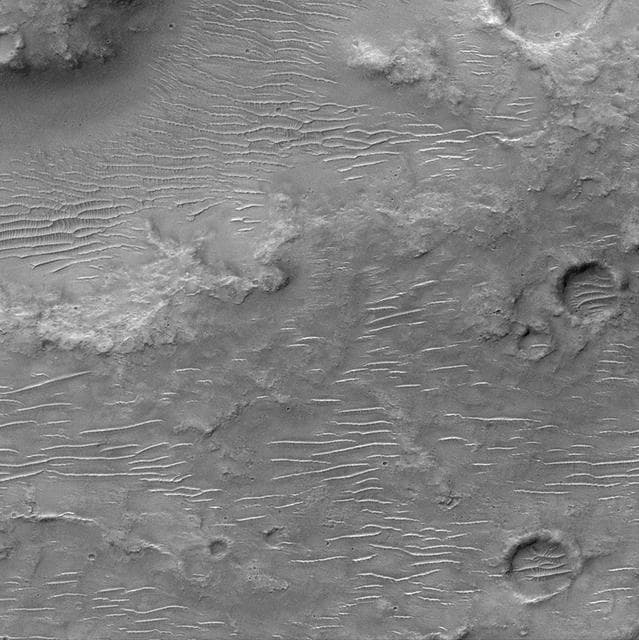 NASA image: Ripples on Cratered Terrain North of Hesperia Planum