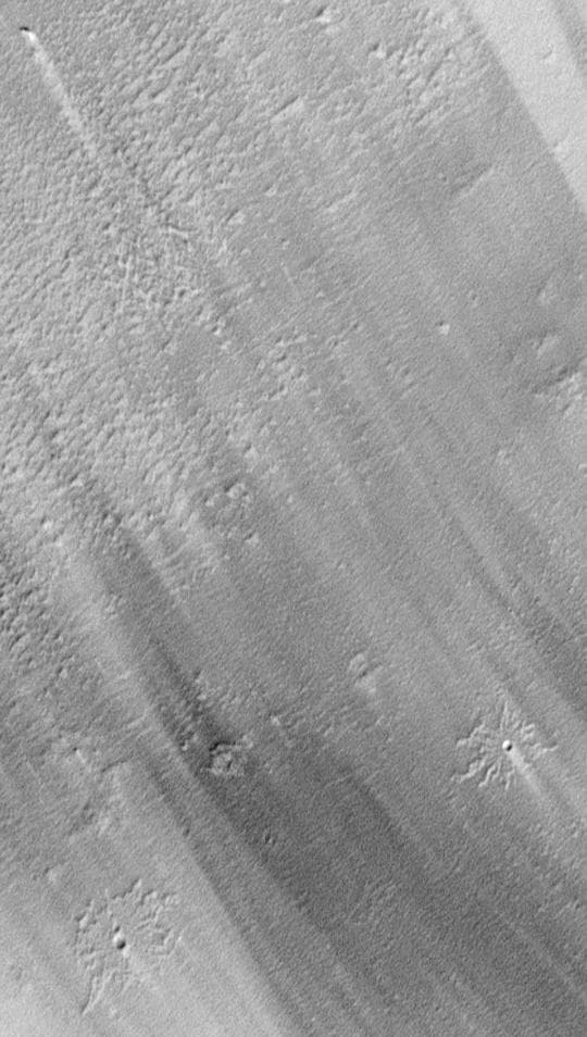 NASA image: Pedestal Craters and Wind Streaks, South Medusae Fossae