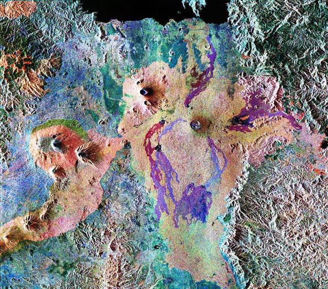 NASA image: Space Radar Image of Karisoke & Virunga Volcanoes