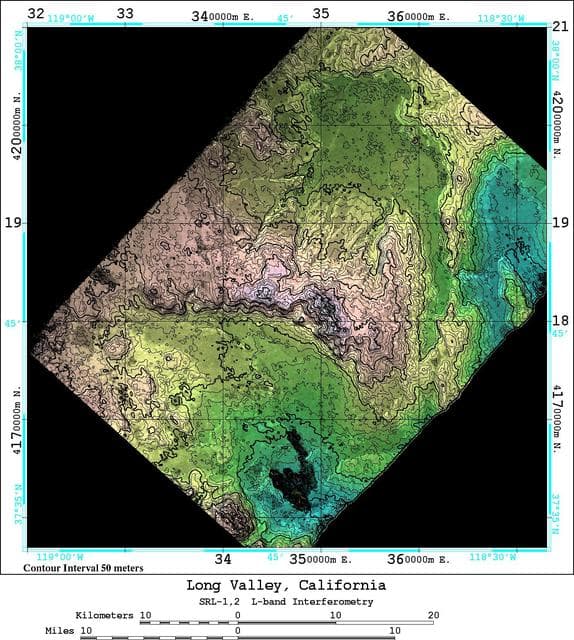NASA image: space Radar Image of Long Valley, California