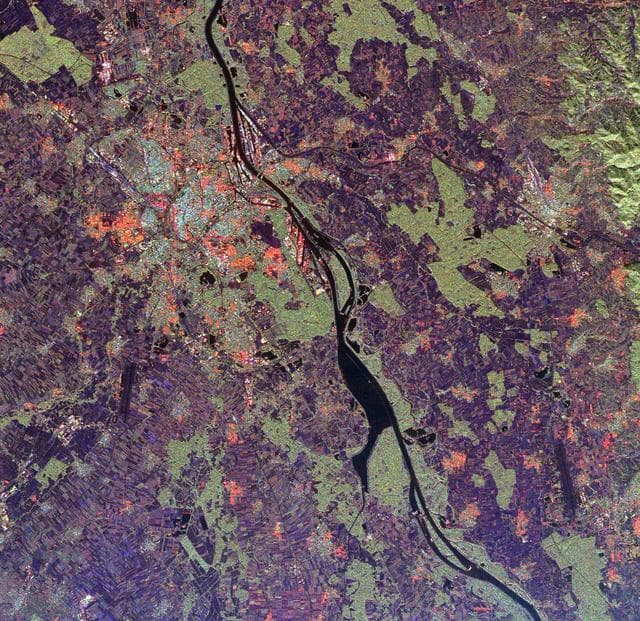 NASA image: Space Radar Image of Rhine River, France and Germany