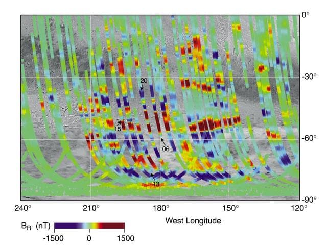 NASA image: Magnetic Strips Preserve Record of Ancient Mars