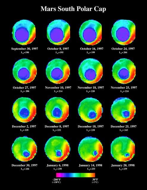 NASA image: South Polar Cap Thermal Retreat TES