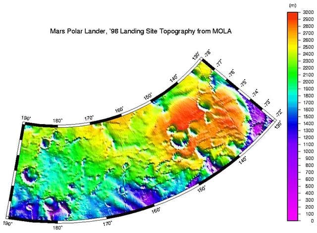 NASA image: MPL LANDING SITE - DEM
