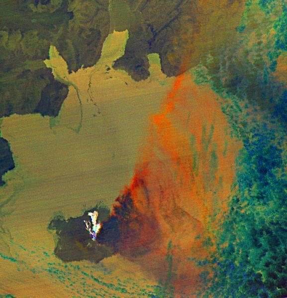 NASA image: Augustine Volcano, Cook Inlet, Alaska January 31, 2006