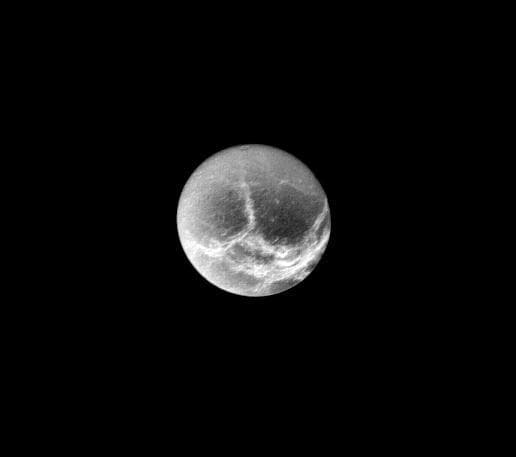NASA image: Dione - Circular Impact Craters