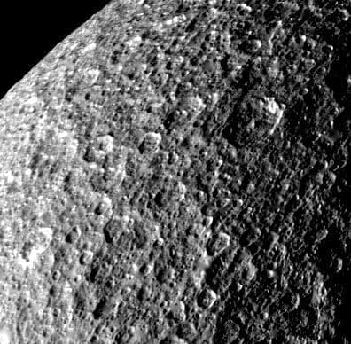 NASA image: Rhea - Icy Cratered Surface