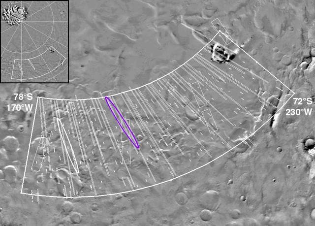 NASA image: MGS MOC Coverage of Mars Polar Lander Region