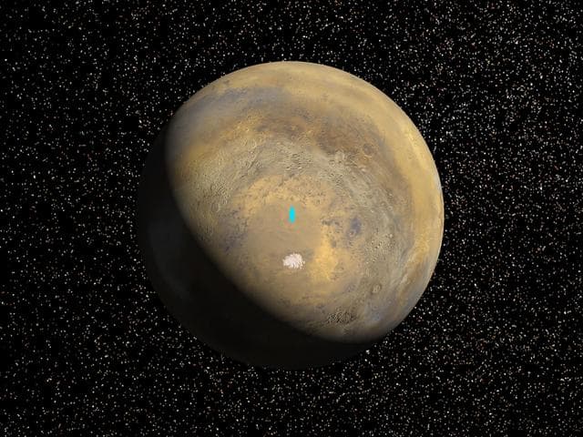 NASA image: Proposed Mars Polar Lander Landing Site Global Perspective