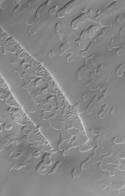 NASA image: Complex Burial and Exhumation of South Polar Cap Pitted Terrain