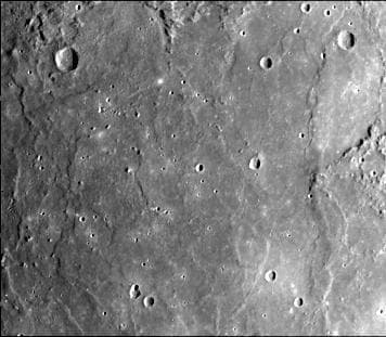 NASA image: Lobate Scarps within the Hummocky Plains East of Caloris Basin